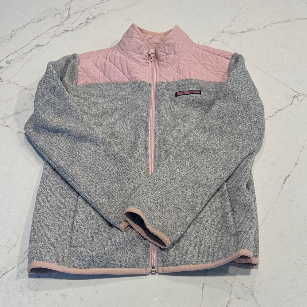 Vineyard Vines Gray and Pink Quilted Jacket